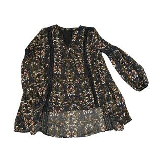 Blu Pepper Black Floral Blouse